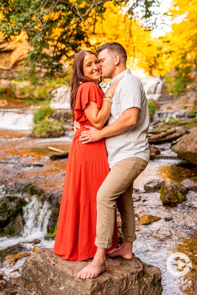 waterfall engagement wedding photo