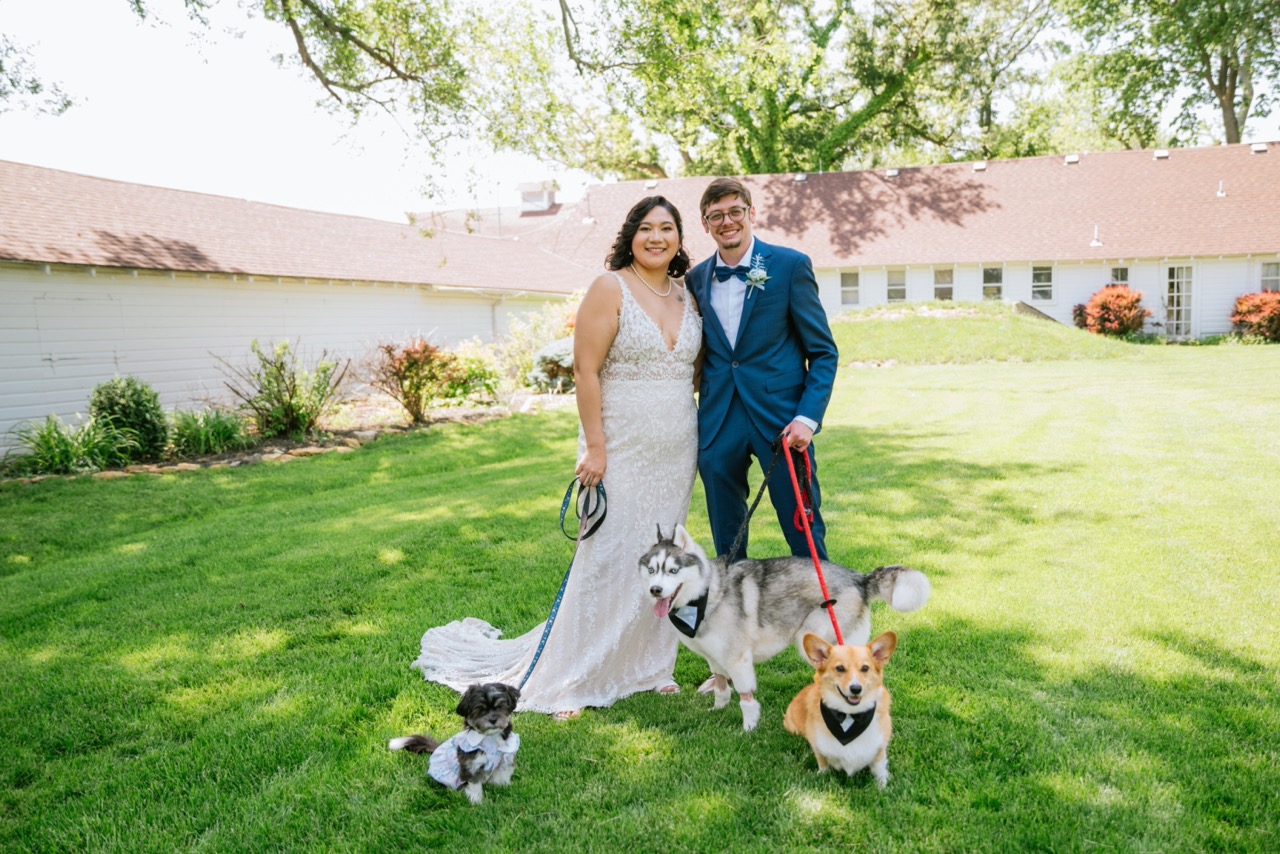 dog included into wedding photos