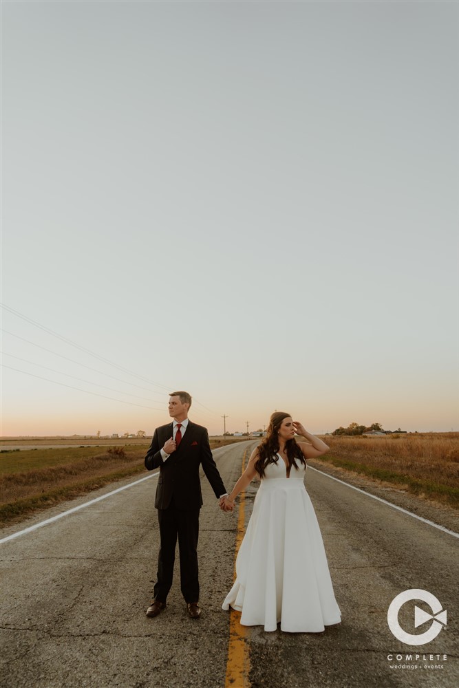 wedding portrait on highway