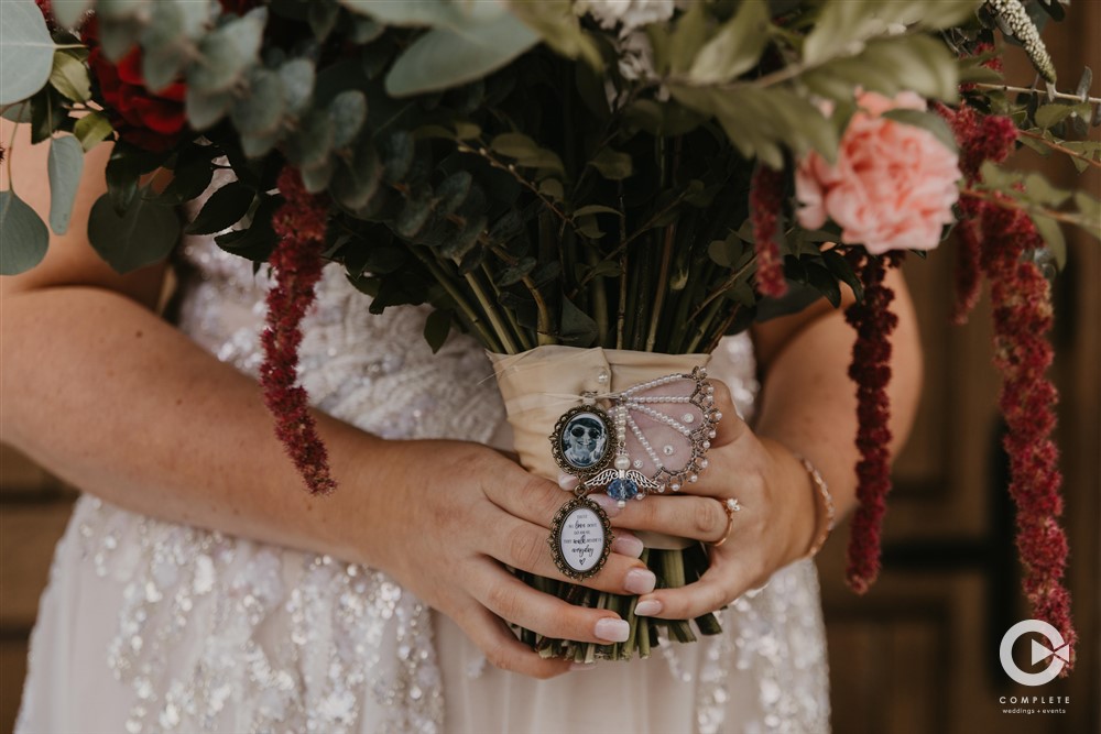 memorial charms in wedding bouquet - Remembering Loved Ones on Wedding Day