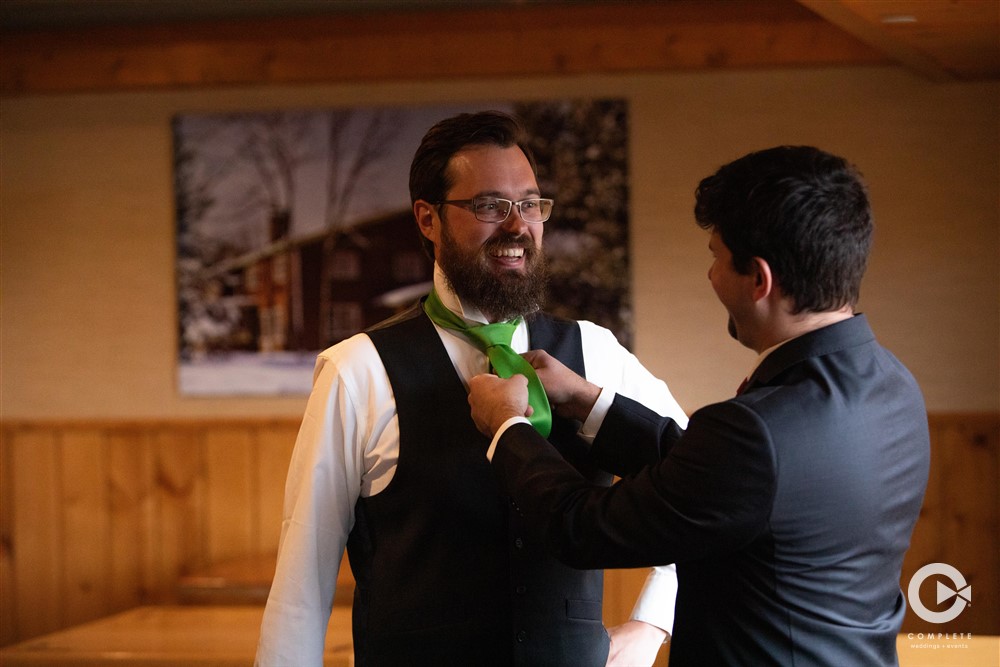 Groom Getting ready with groomsmen