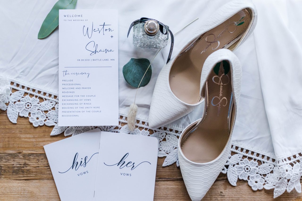 bride's white heels