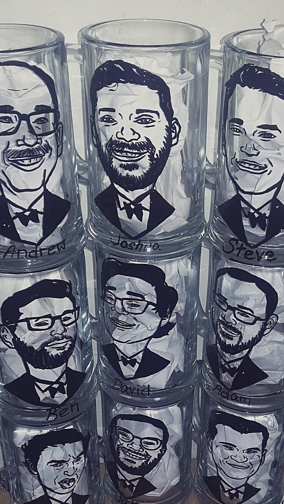 Groomsmen gift ideas Illustration drawing caricature glass