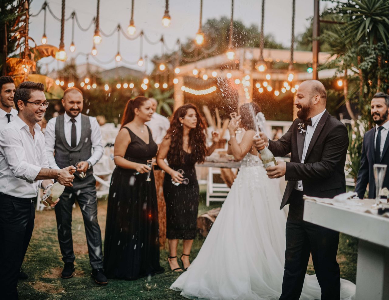 wedding photography champagne toast