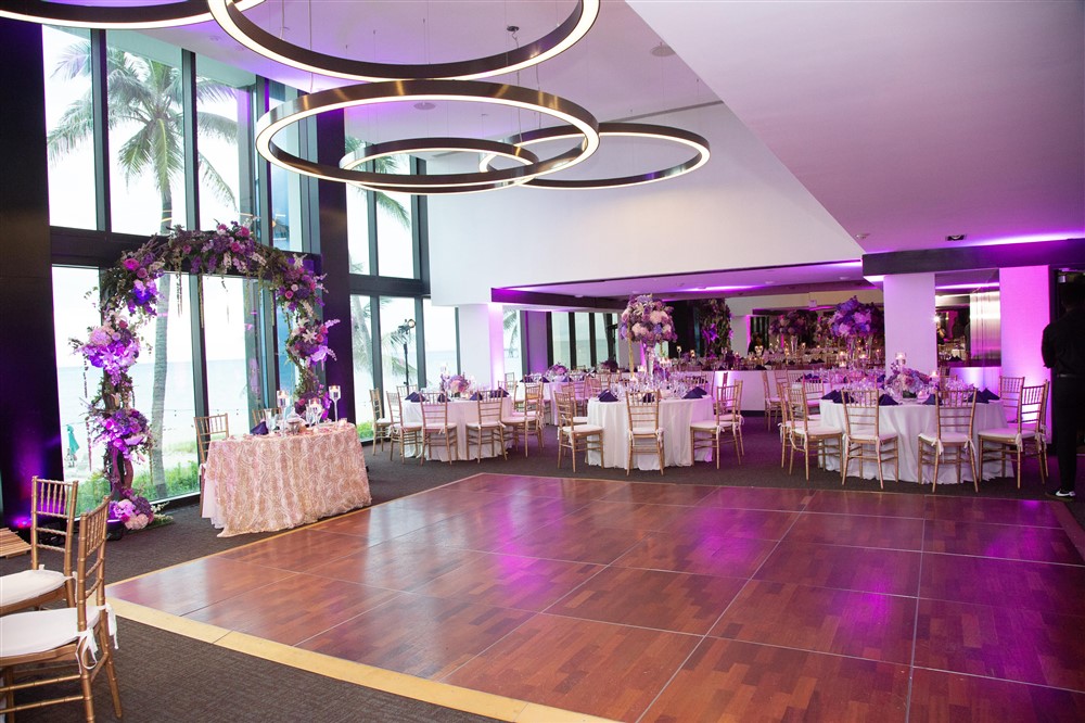 Purple Lighting wedding Ceremony Tideline Ocean Resort