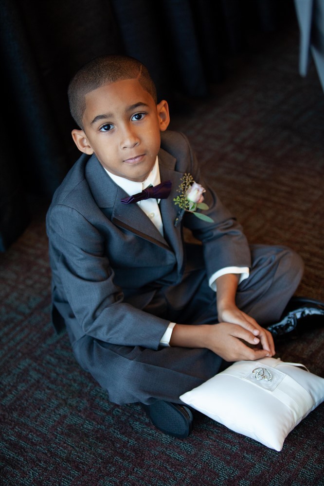 Ring Bearer in bow tie and pillow