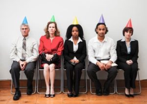 guests in party hats