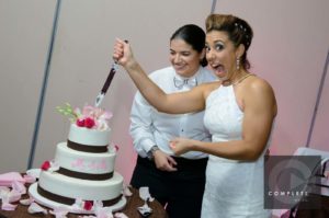 Lesbian wedding cake cutting