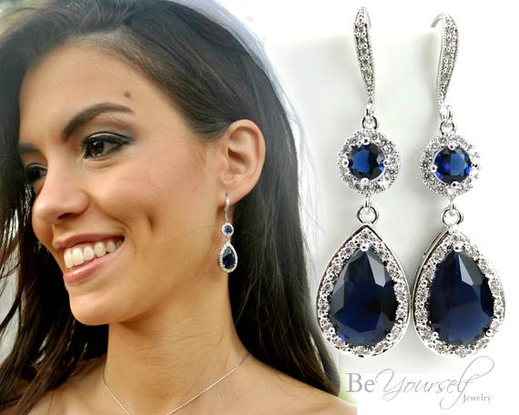 Bride with blue earrings