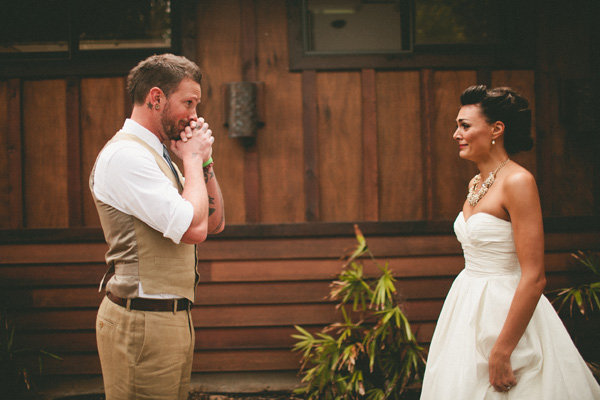 groom crying at First look