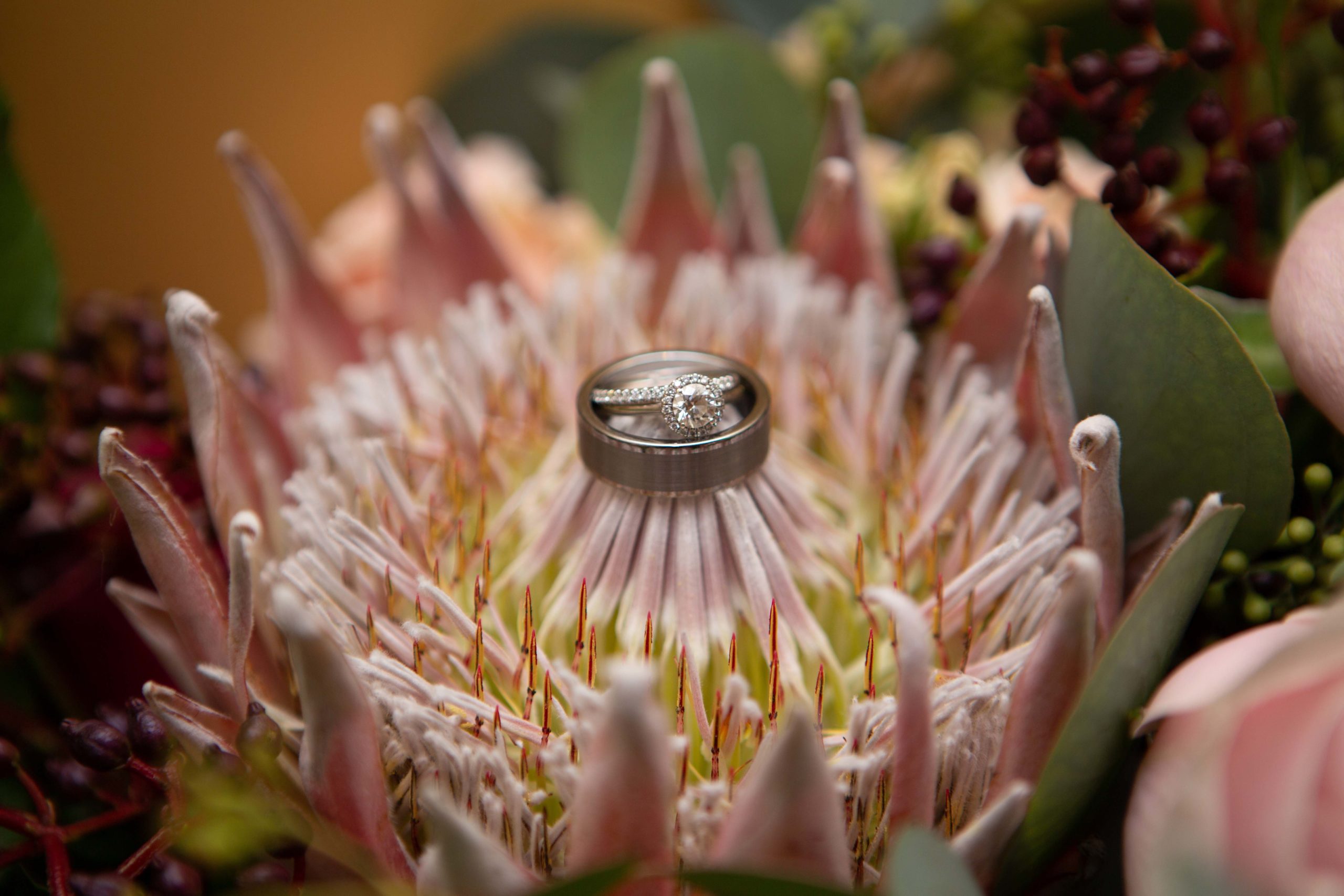 Wedding rings in flower