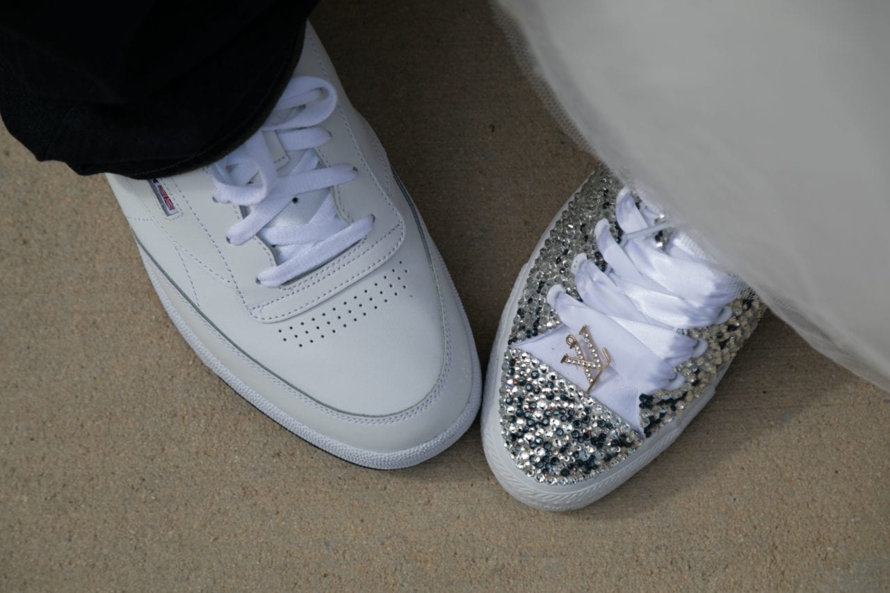 Bride and Groom wearing converse for their wedding