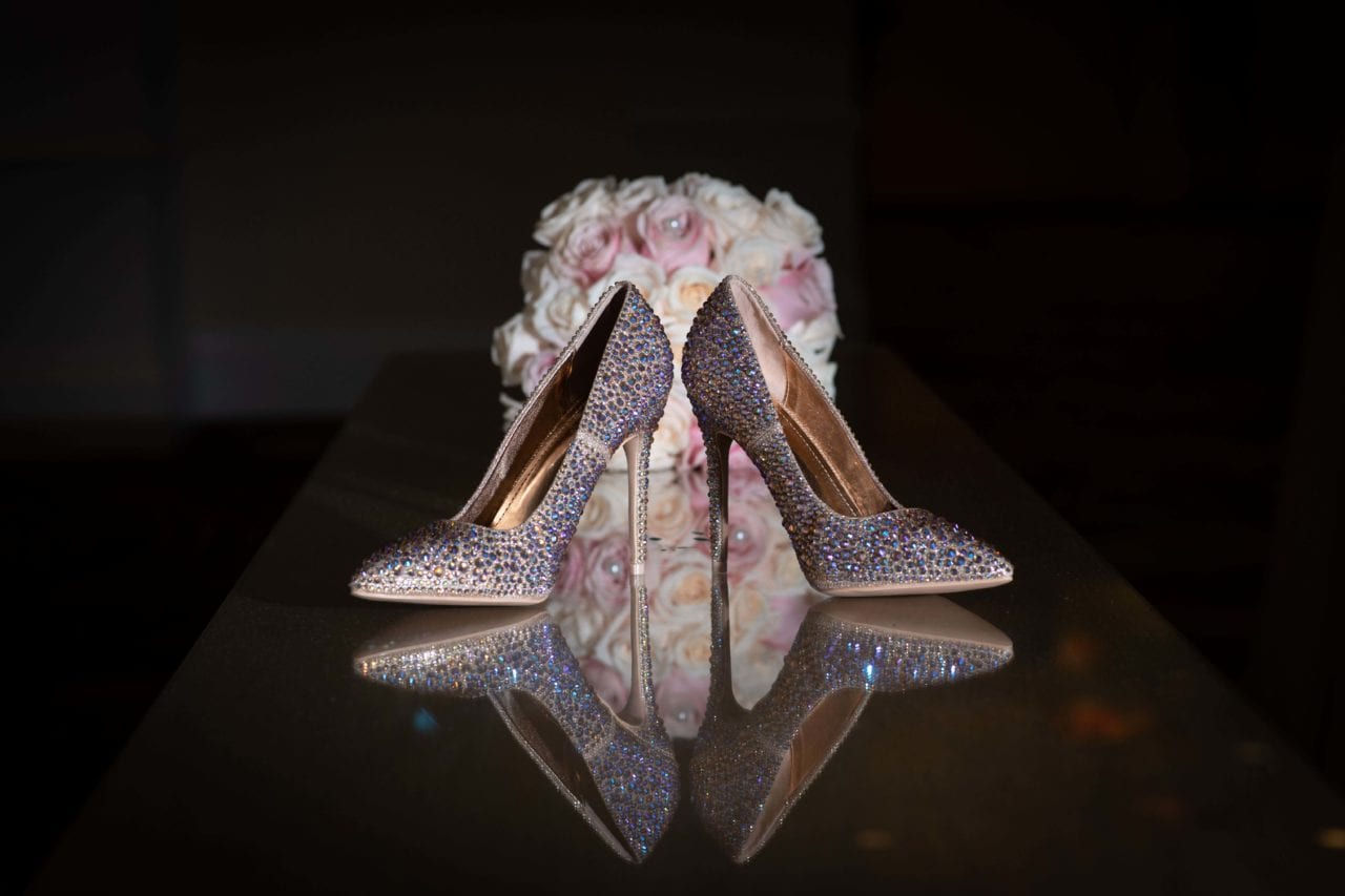 Bride's high heel shoes