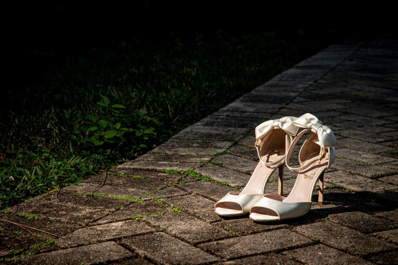 Brides shoes outside