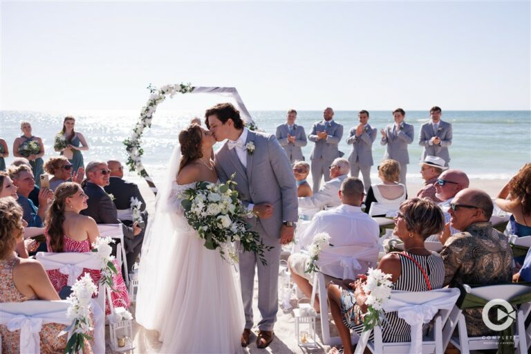 Newlyweds Kiss at Outdoor Wedding in Fort Myers Florida