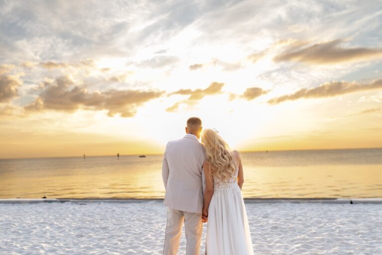 Bride & Groom at sunset taken by Dowayne Fort Myers Wedding Photographer