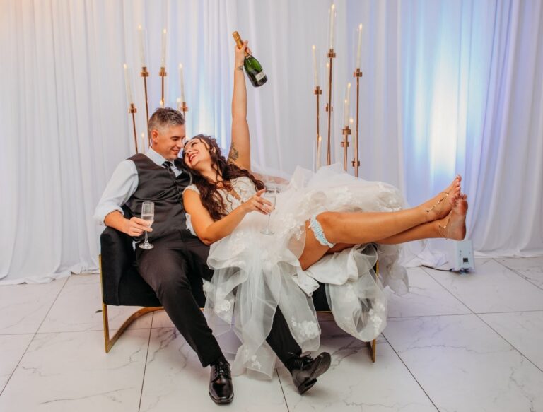 Fort Myers Wedding Photographer Summer Bride & Groom Champaign Fun