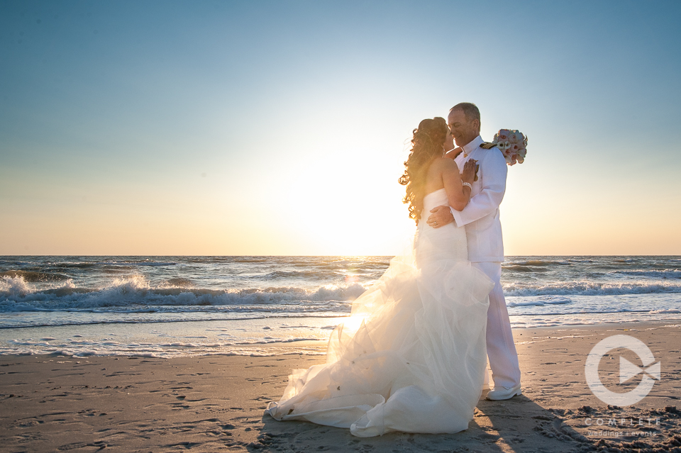 8th Ave Beach wedding, sunset photo, beach wedding, military wedding, bride and groom beach photo, Naples wedding,