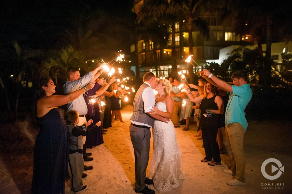 wedding sparkles, grand plaza wedding, beach wedding