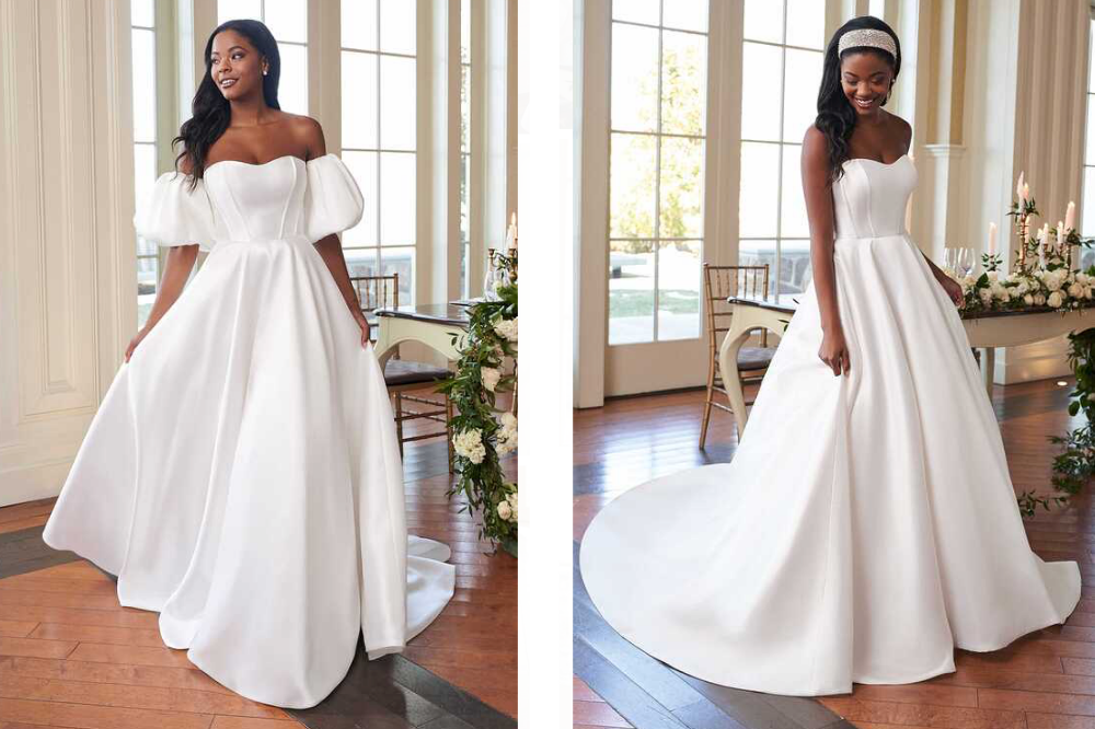 detachable sleeves wedding dress