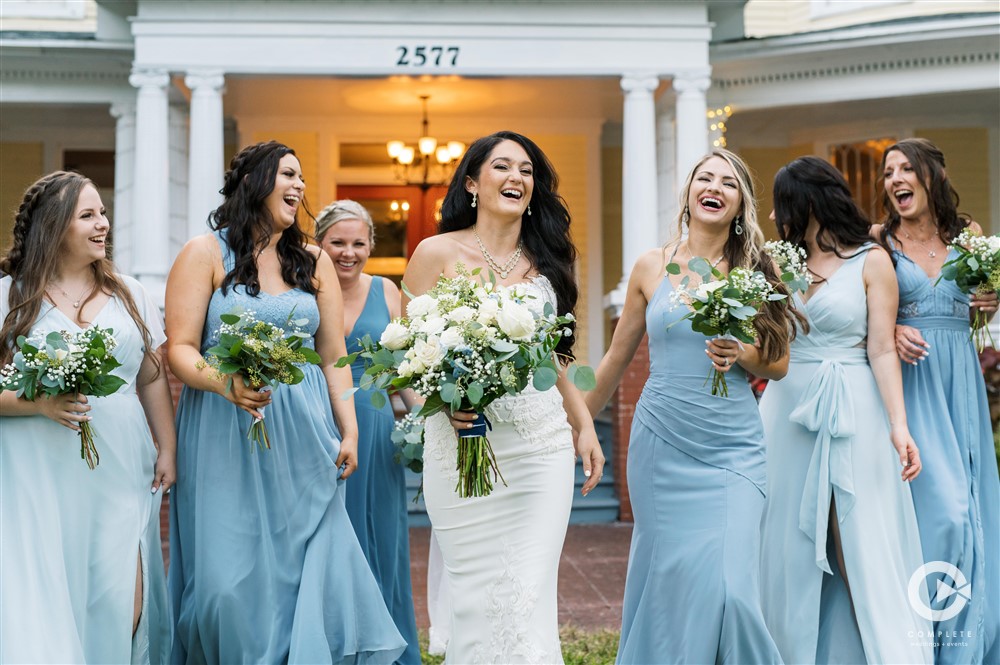 blue bridesmaids dress