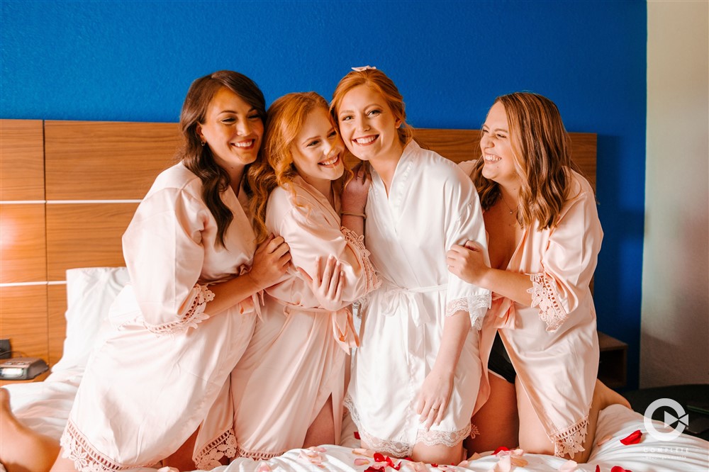 Bridesmaids in Robes | Erica + Austin’s Fort Myers Wedding at The Verandah Club