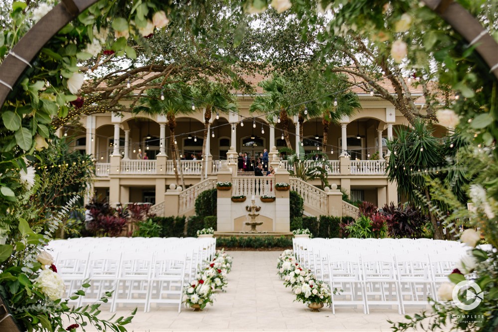 Outdoor wedding ceremony site at The Club at the Strand.