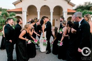 Bride and Groom Kiss at Outdoor Wedding in Fort Myers Florida