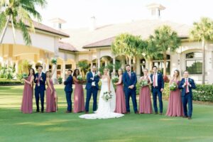 Bridal Party Pose on Lawn at Grandezza Wedding in Fort Myers