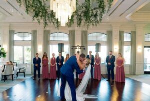 Groom Dips the Bride during first dance