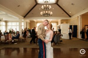 Newlywed Bride and Groom dancing their first dance