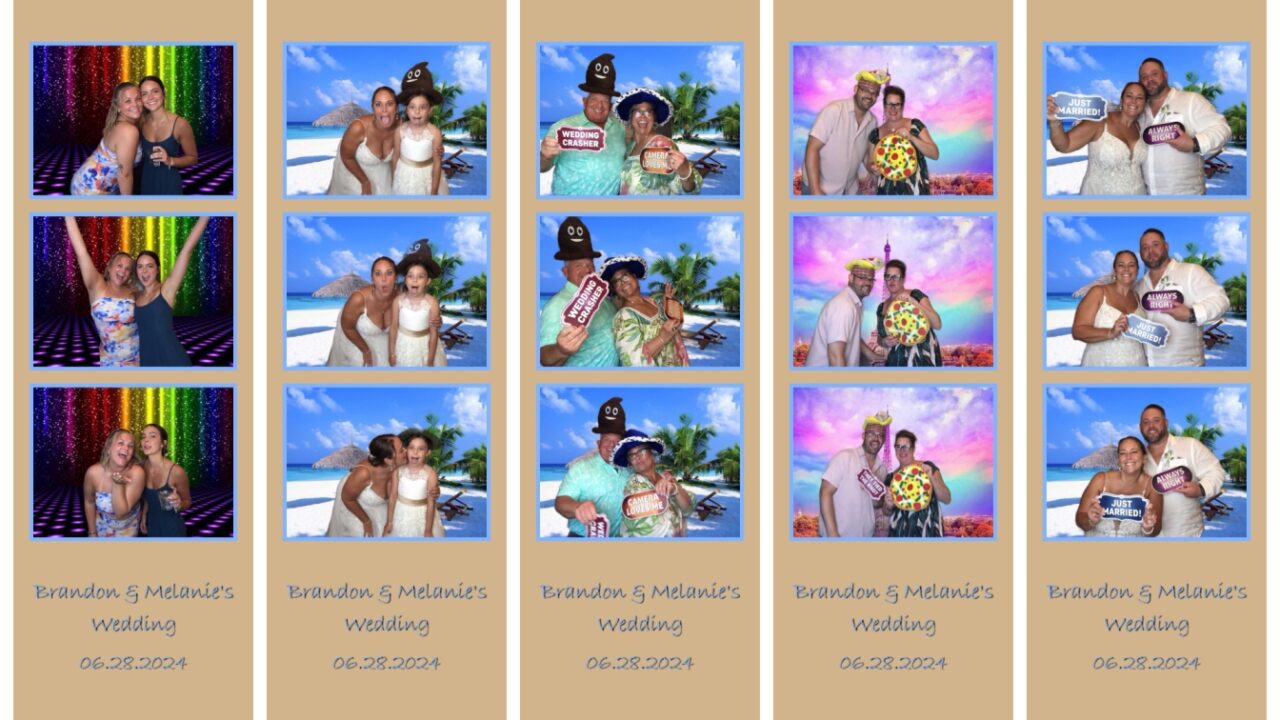 Custome photo strip with custom backdrops show 5 Reasons You Need a Photo Booth at Your Wedding