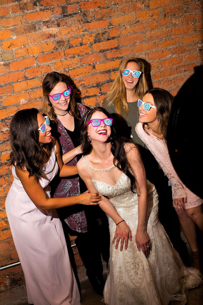 Photo Booth at Wedding again Brick Wall