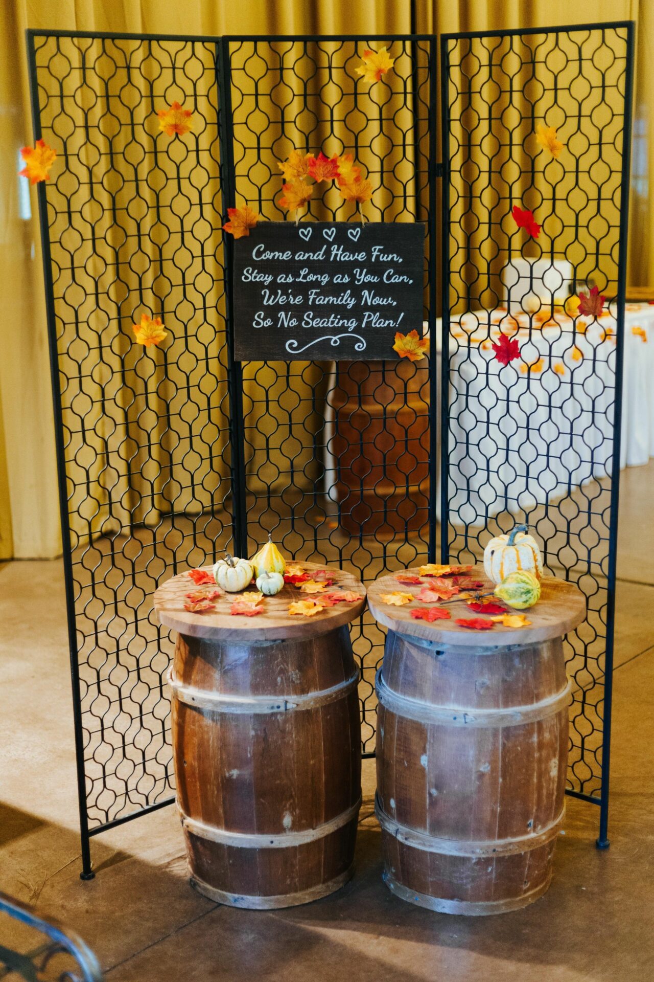 Autumn Wedding Seating Wall