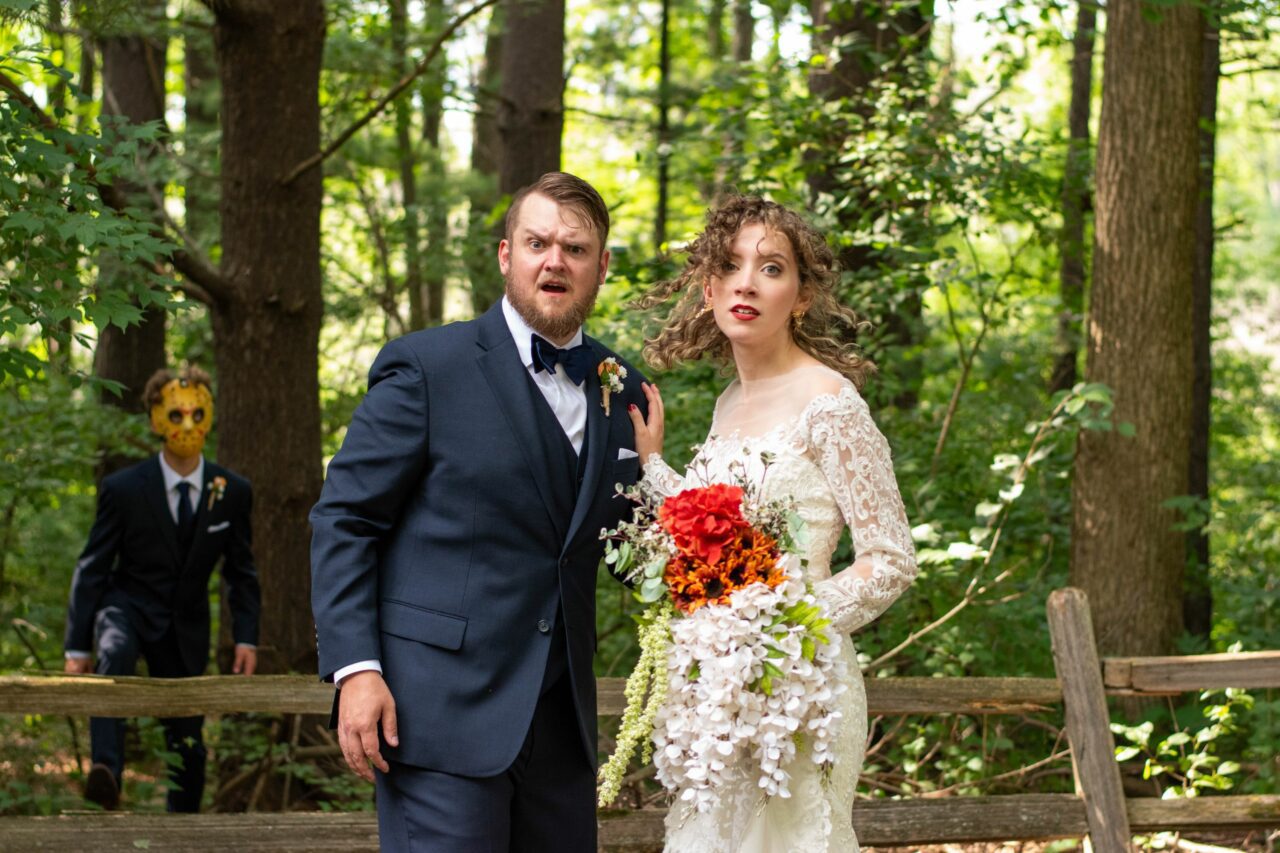 Bride and Groom with Scary Movie Vibes