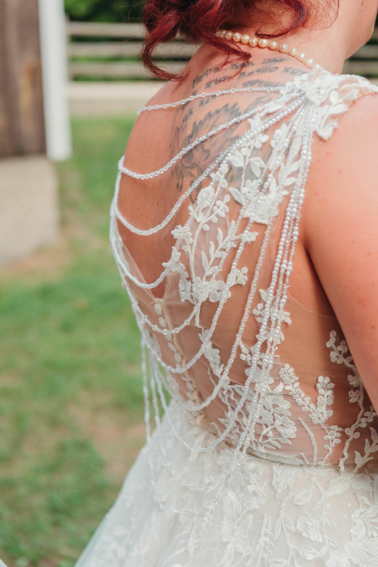 Side Profile of Brides Dress