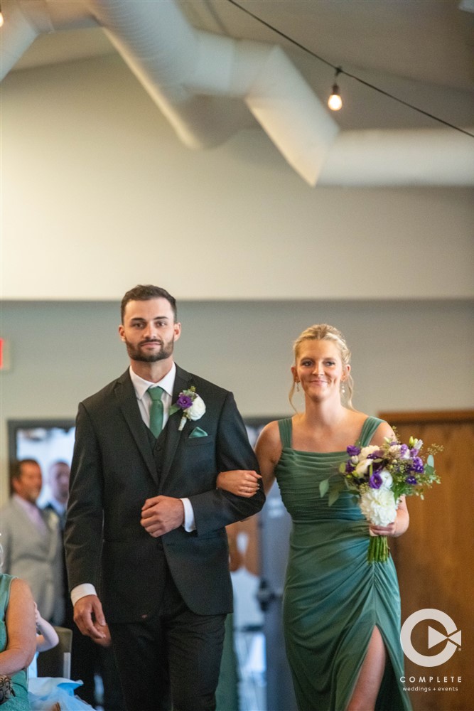 bridal party walking down the aisle