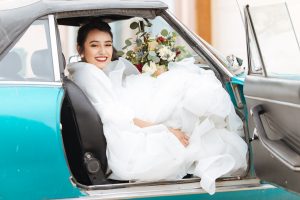 bride and tulle dress