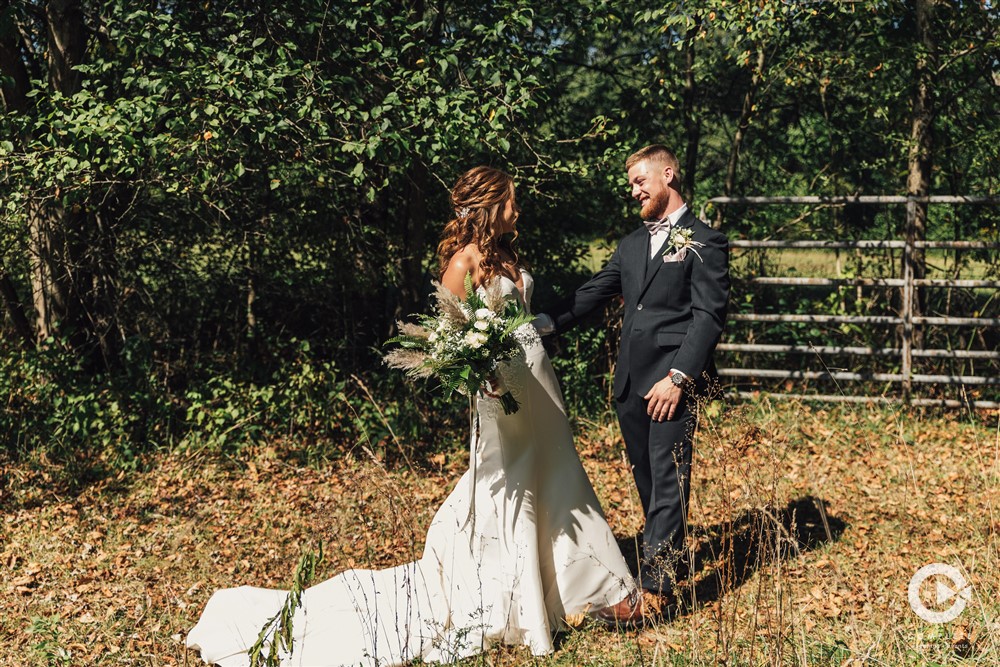 FIRST LOOK, LOVE, WEDDING, DRESS, BOUQUET