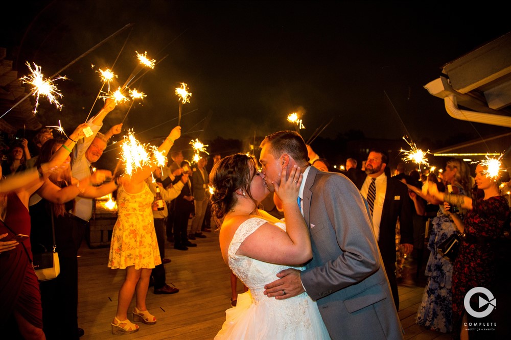 Wedding, couple, kiss, sparks