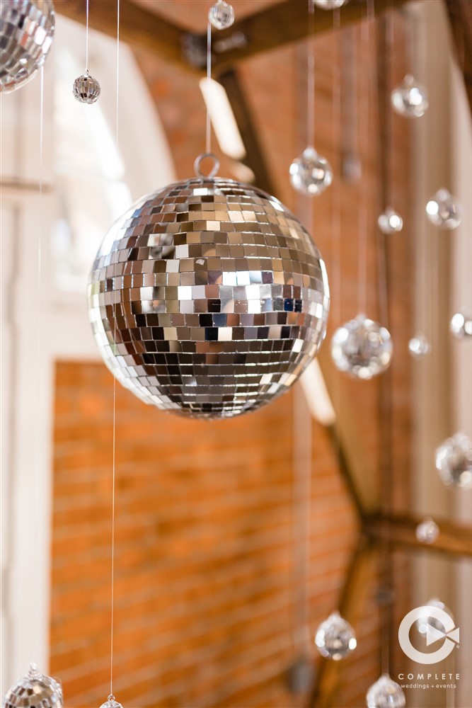 NYE wedding disco ball decor