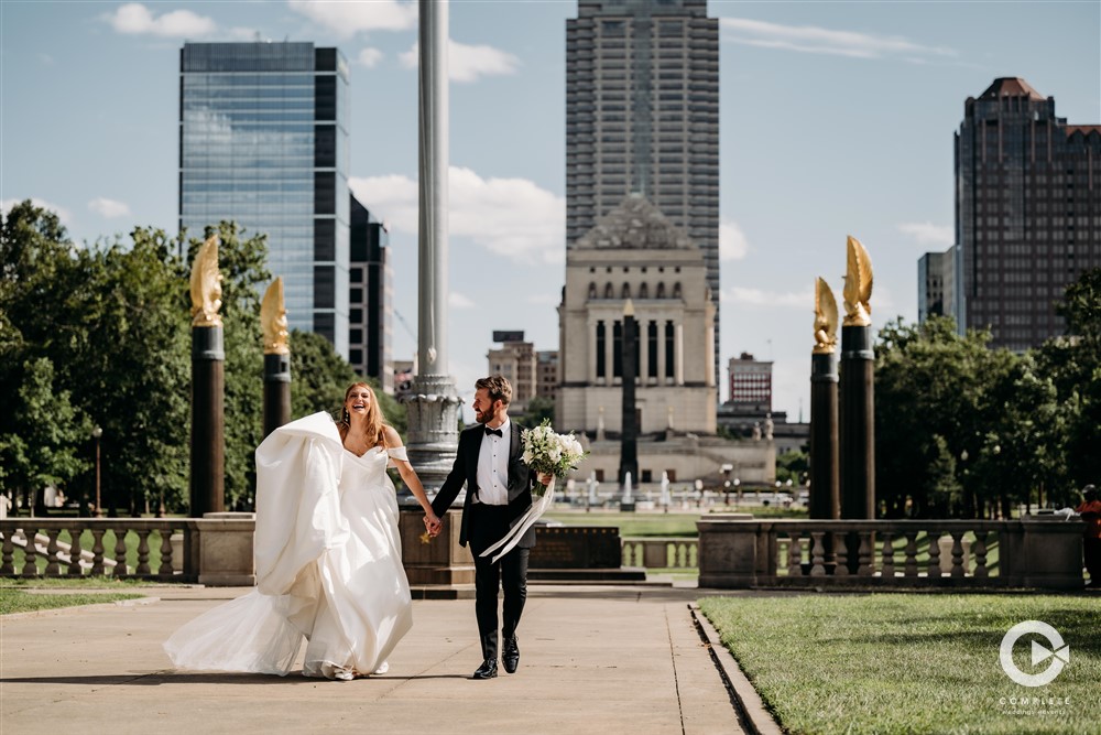 downtown indy wedding portraits