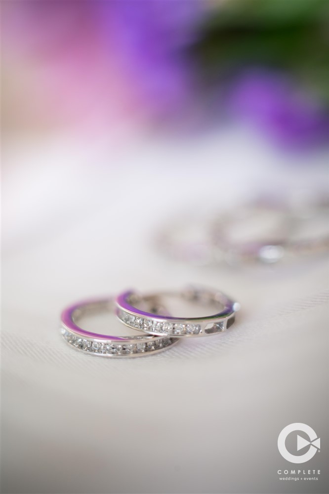 Detail shot of wedding rings in Treaty Park Jacksonville FL wedding ceremony