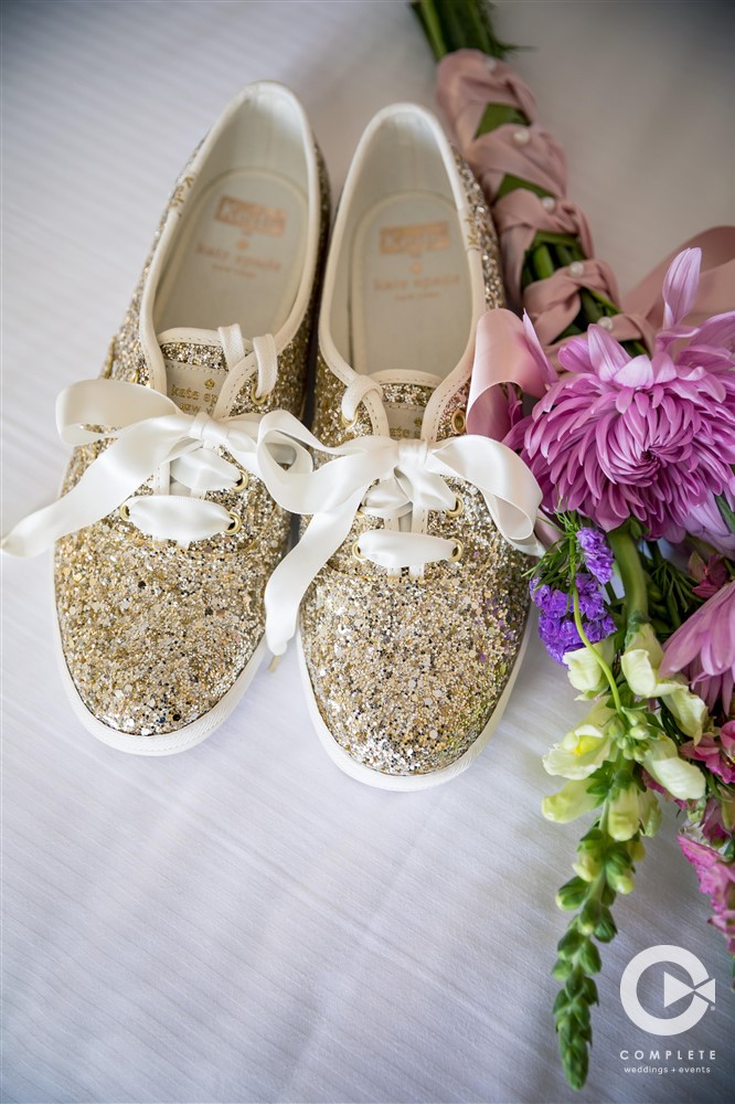 Detail photo of wedding shoes during Treaty Park wedding
