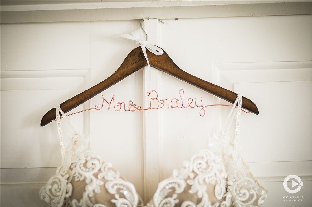 Wedding dress shot of unique hanger