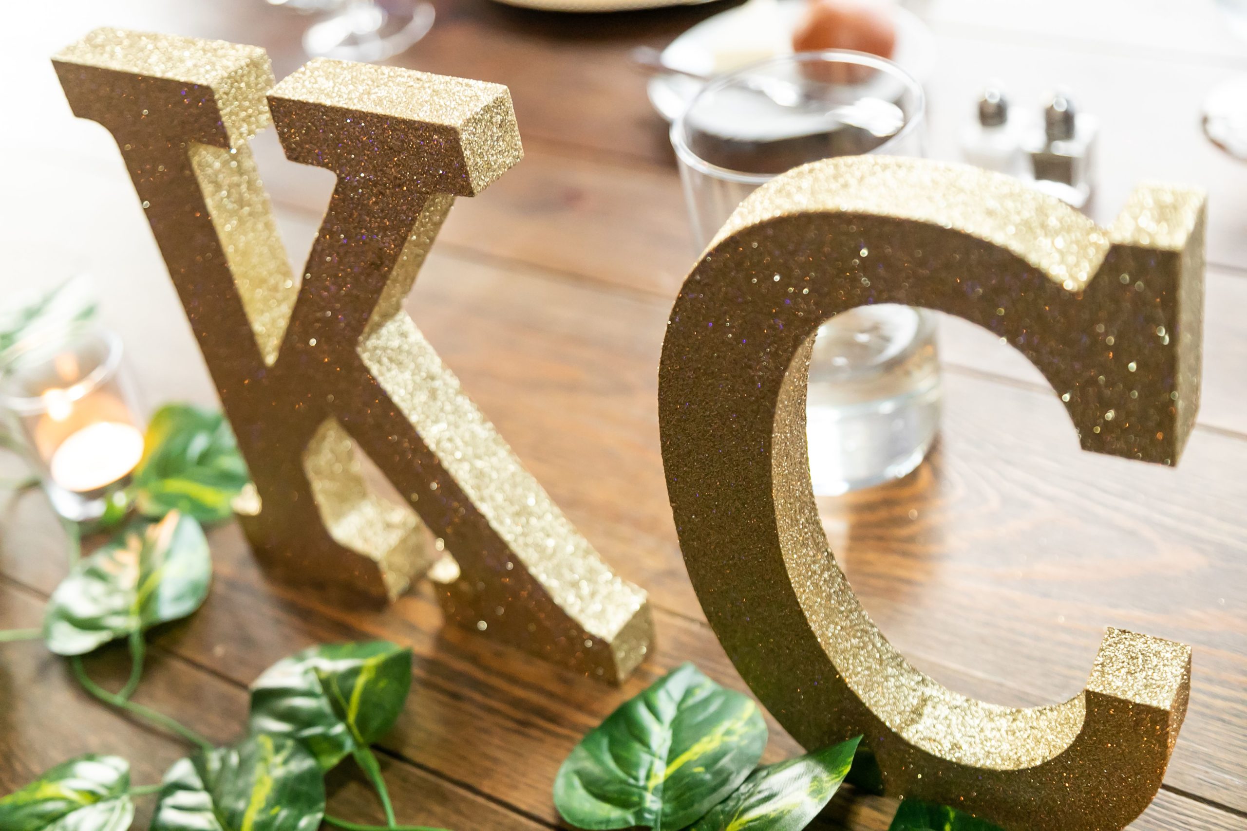 KC wedding letters gold wedding colors