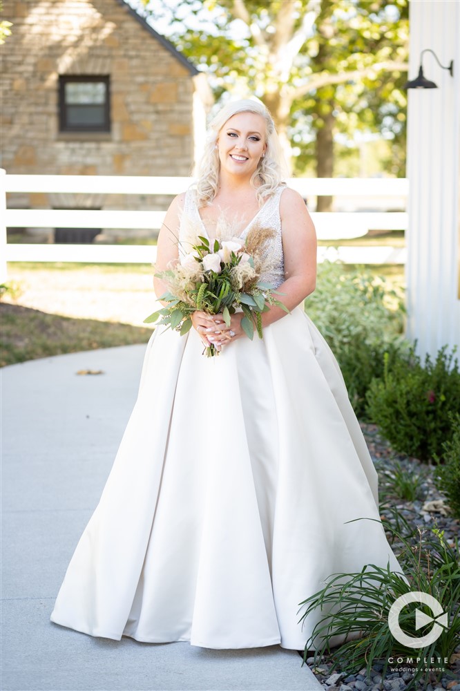 bride wearing a-line dress