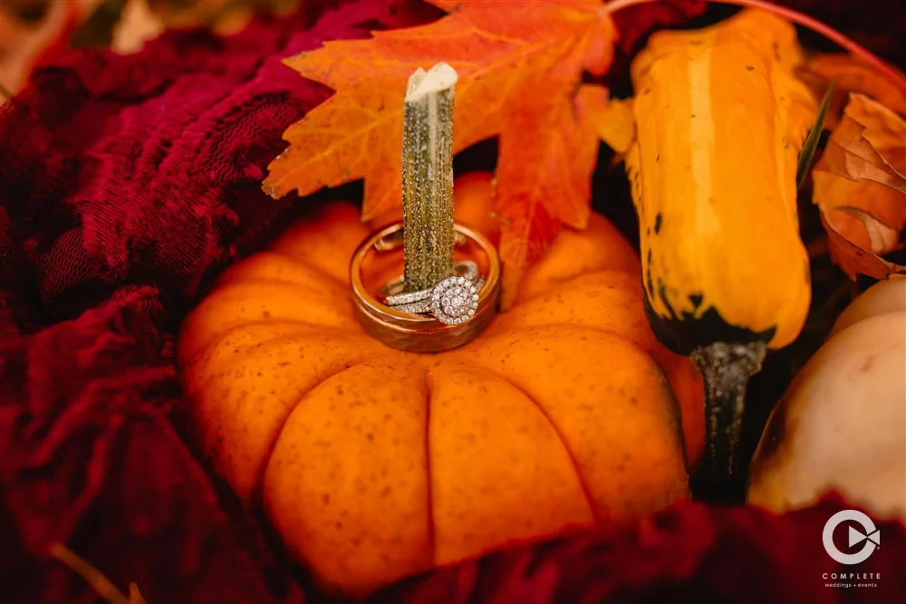 wedding ring on pumpkin