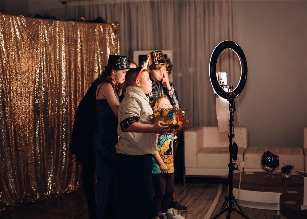 nye hats and noisemaker as photo booth props