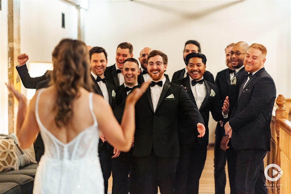 bride & groomsmen first look